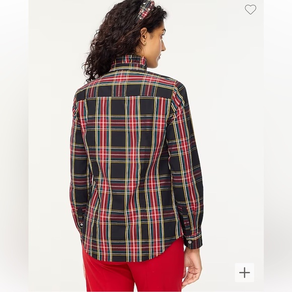 J. Crew Tartan ruffle button-up shirt with jeweled buttons - Picture 3 of 5